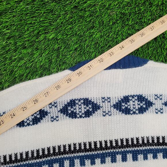 Vintage 80s Native-American Zip Sweater S/M 20x24 Tribal - Picture 4 of 10